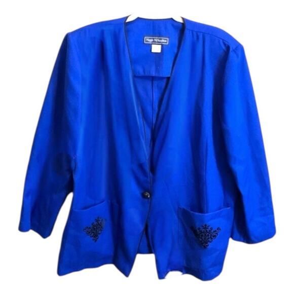 Maggie McNaughton Blazer Women’s Plus Size 20W Blue Black Accent Pockets - Picture 1 of 5
